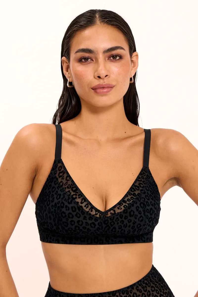 Understatement Understatement Damen vegan Bh Mit Netz-Stützfunktion Schwarz Mit Leopardenmuster, Schwarz, – Produktbild 2 von 2
