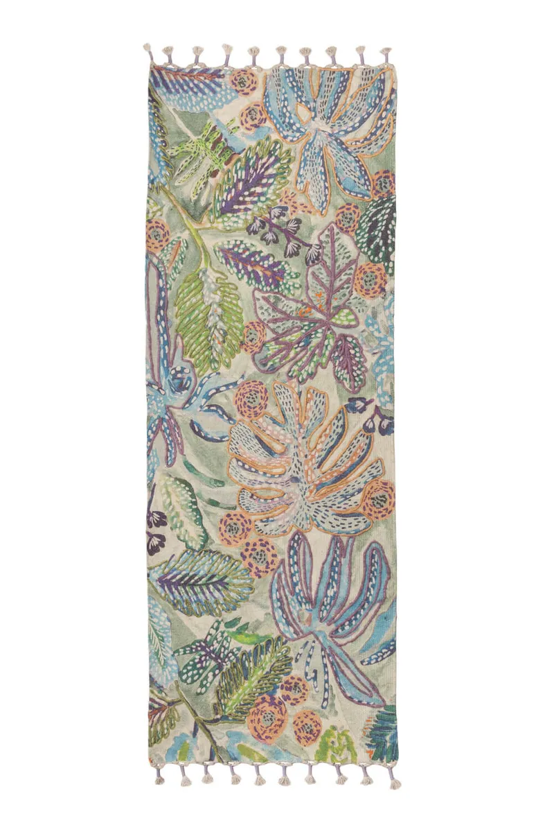 Tranquillo Läufer BOTANIC TWIST – Baumwolle, 190 x 70 cm - blau – Produktbild 1 von 3