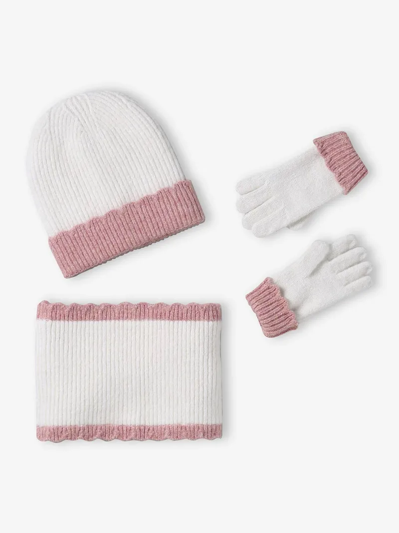 Vertbaudet Set aus Mütze, Wollweiß, – Produktbild 1 von 4