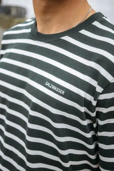 SALZWASSER SALZWASSER JASPER – Heavy T-Shirt (Herren/Unisex) aus 100% Bio-Baumwolle (GOTS), Grün (gestreift), – Produktbild 4 von 4
