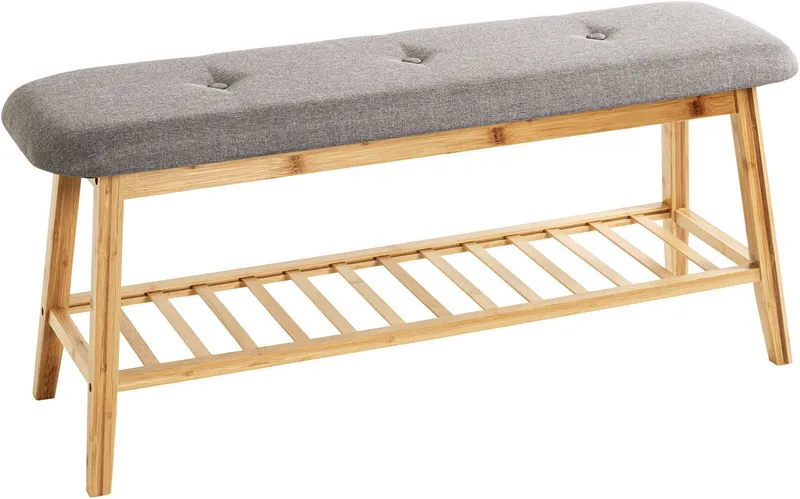 HAKU Schuhbank Flurbank, Garderobenbank, Sitzbank, rechteckig - aus Textil Grau - B/T/H 100/30/44 cm, Grau, – Produktbild 2 von 5