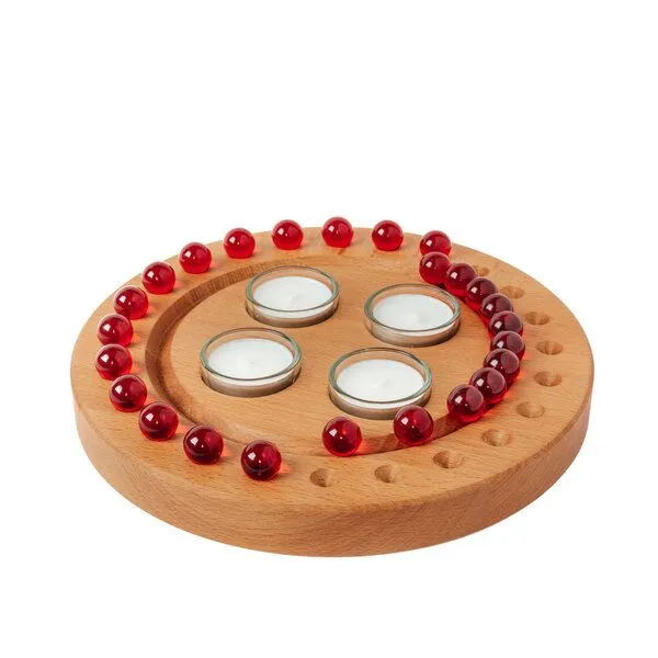 klotzaufklotz klotzaufklotz Adventskalender und Adventskranz mit Teelichtern, Rot, – Produktbild 2 von 8