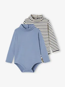 Vertbaudet 2er-Pack Baby Langarm-Bodys mit Rollkragen eis – Produktbild 1 von 1