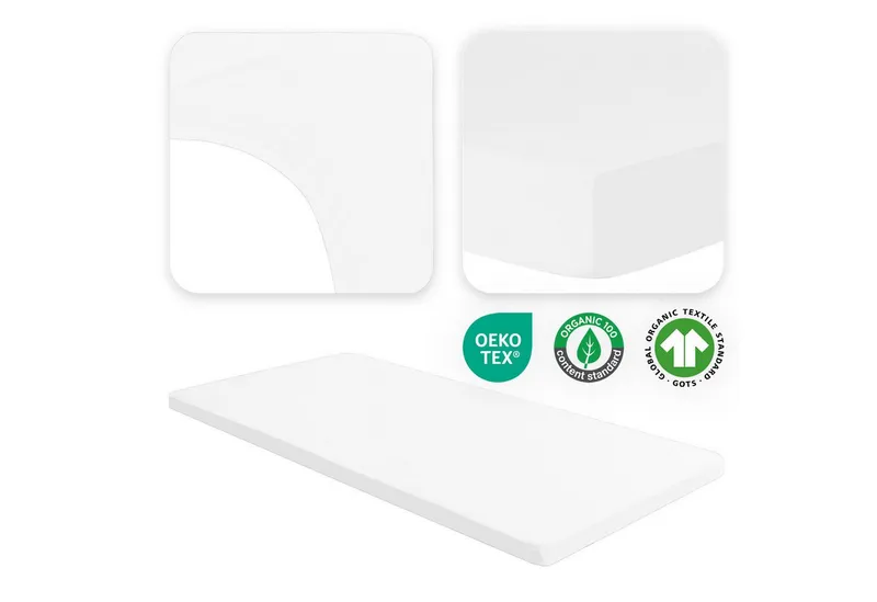 Jacobson Spannbettlaken BIO, Jersey Spannbetttuch, Bettlaken 160 g/m², 100% BIO-Baumwolle, Gummizug: rundum, Weiß, – Produktbild 8 von 8