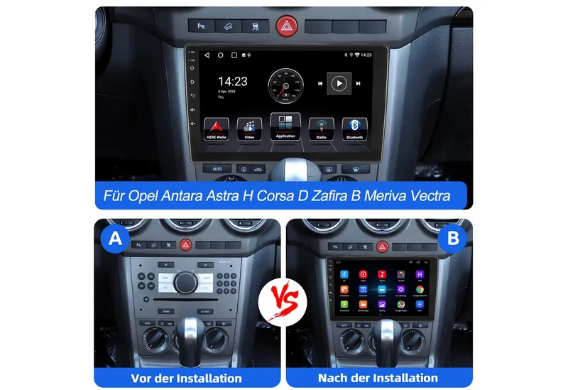 ESSGOO Für Opel Antara Astra H Corsa D Meriva A Zafira B Carplay Android 15 Autoradio (RDS, 4+64GB(optional), Digitalradio (DAB), FM, AM, Carplay Android Auto Bluetooth EQ USB GPS Navi WIFI Touchscreen), Schwarz, – Produktbild 3 von 4