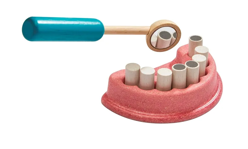 PlanToys PlanToys Kinder Zahnarzt Set mit Zubehör aus Kautschukholz Maße 15,5 x 23 cm, Mehrfarbig, – Produktbild 4 von 5