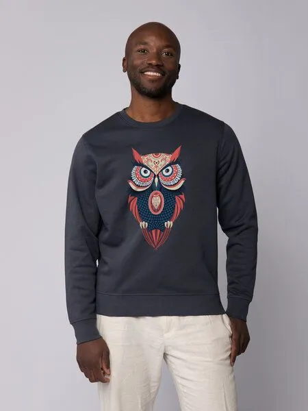 watapparel watapparel Sweatshirt Unisex Colorful Owl, India ink grey, – Produktbild 2 von 3