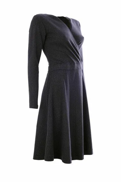 WIRKSTOFF Potsdam WIRKSTOFF Potsdam Kleid in Wickeloptik, Grau-Schwarz, Fischgrät, Bio-Baumwolle – Produktbild 3 von 4