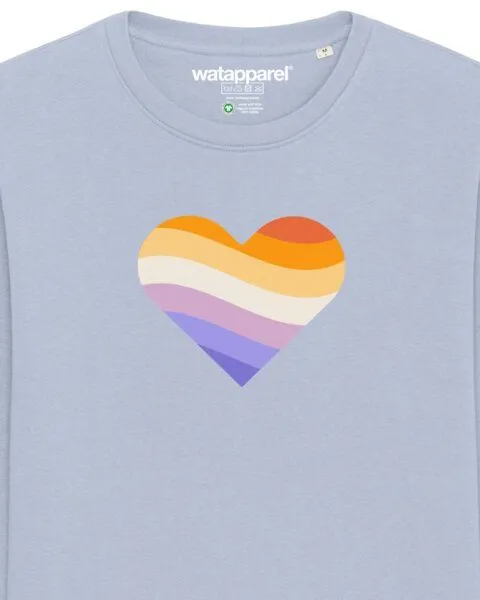 watapparel watapparel Sweatshirt Unisex Rainbow Heart, Serene blue, – Produktbild 3 von 3