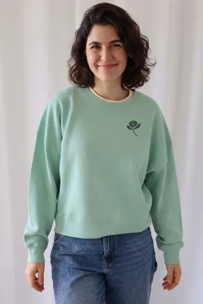 Kultgut Kultgut Artdesign - Biofair- Pulloversweater im Boxistyle / Autumnflower, Grün, – Produktbild 4 von 4