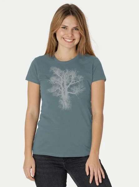 Peaces.bio - handbedruckte Biomode Peaces.bio - handbedruckte Biomode Damen Biobaumwoll T-Shirt Chestnut, Petrol, – Produktbild 2 von 3