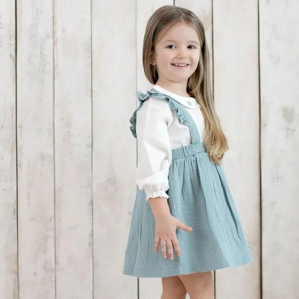 OrganicEra OrganicEra Babykleid aus Bio-Musselin mit Rüschen, Aqua – Produktbild 2 von 4