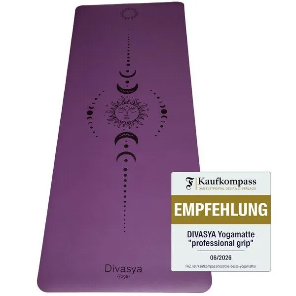 Divasya Divasya Yogamatte Naturkautschuk | rutschfester japanischer Grip | 6 Farben | Gurt & Hülle, Mystic moon (lila), – Produktbild 3 von 4