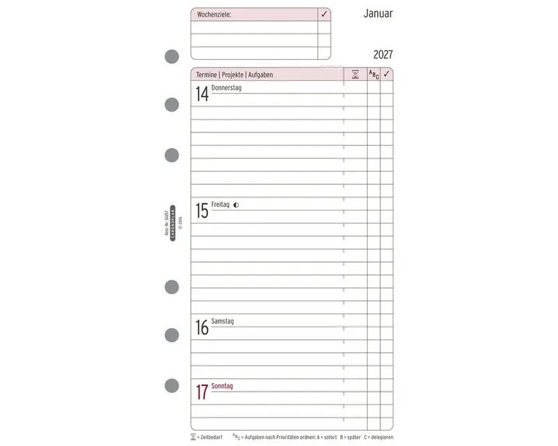 Chronoplan Chronoplan Terminplaner Chronoplan Wochenplan Midi 2027 1 Woche/2 Seiten in Zeilen, Weiß, – Produktbild 3 von 6