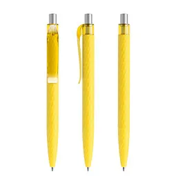 prodir prodir® Druckkugelschreiber QS01 Soft Touch PRT Push, blaue Mine, gelb/silber satiniert – Produktbild 1 von 1