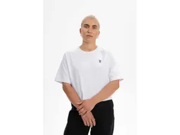 MELA MELA Bio-Damen-T-Shirt "JOSHNA" mit Kaffee-Stickerei, weiß, cropped, Gr. L – Produktbild 1 von 1