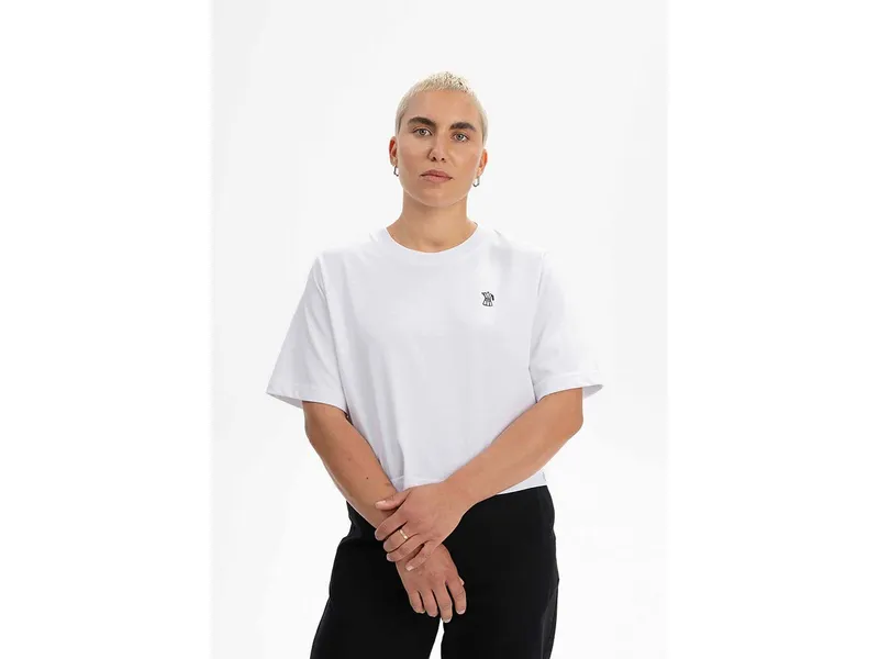 MELA MELA Bio-Damen-T-Shirt "JOSHNA" mit Kaffee-Stickerei, weiß, cropped, Gr. M – Produktbild 1 von 1