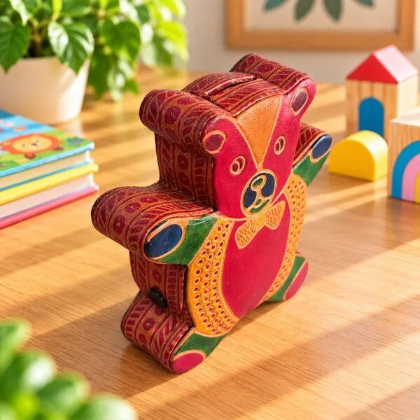 Janselo Teddybär Kinder-Spardose aus Shanti-Leder – Produktbild 2 von 4