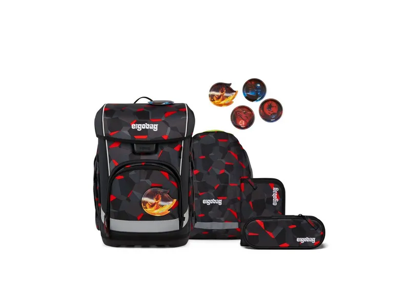 Ergobag Ergobag Schulranzen Schulranzen-Set CUBO LIGHT TaekBärdo 5-teilig, 25/26 (5-teilig), Superleicht, Hugging-Rückensystem, für kleine/schmale Kinder, Schwarz, – Produktbild 1 von 4