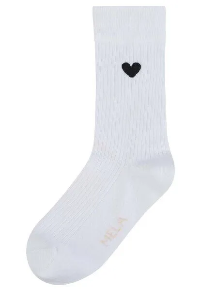 MELA MELA Gerippte Socken Stickerei 1er Pack, Weiss / schwarzes herz, – Produktbild 2 von 3