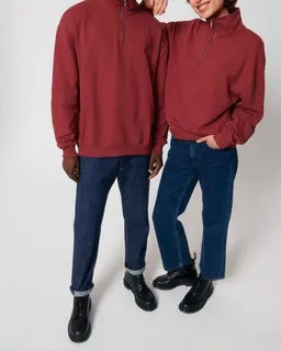 YTWOO YTWOO Oversized Sweatshirt mit kurzem Reißverschluss aus reiner Bio-Baumwolle; Unisex Troyer – Produktbild 1 von 1