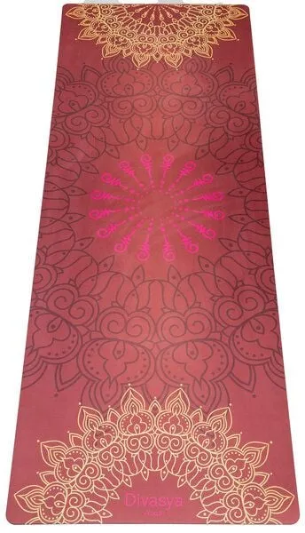 Divasya Divasya Yogamatte aus recycelten PET-Flaschen & Naturkautschuk | in 4 Farben, Mandala samtrot, – Produktbild 2 von 4