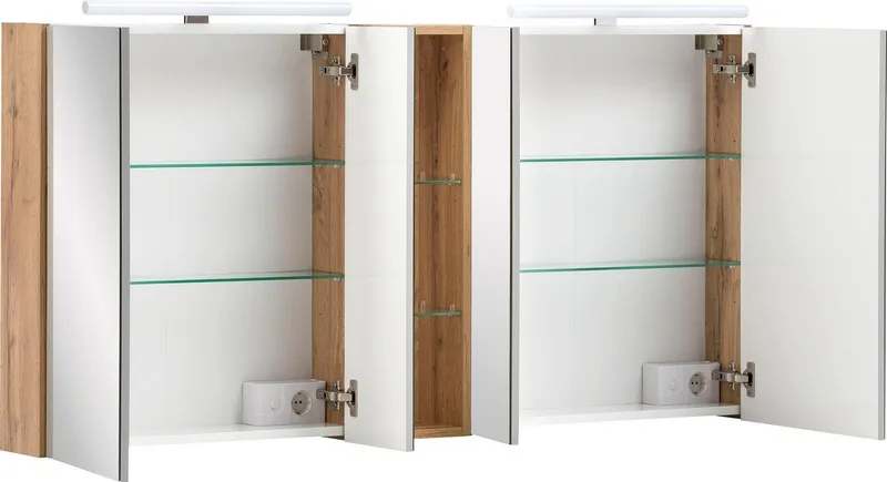 Schildmeyer Spiegelschrank Duo, Doppelter Spiegelschrank, Made in Germany, B: 141,6 cm (1-St) Solide Verarbeitung - Dieses Produkt ist in Deutschland gefertigt, Braun, – Produktbild 5 von 5