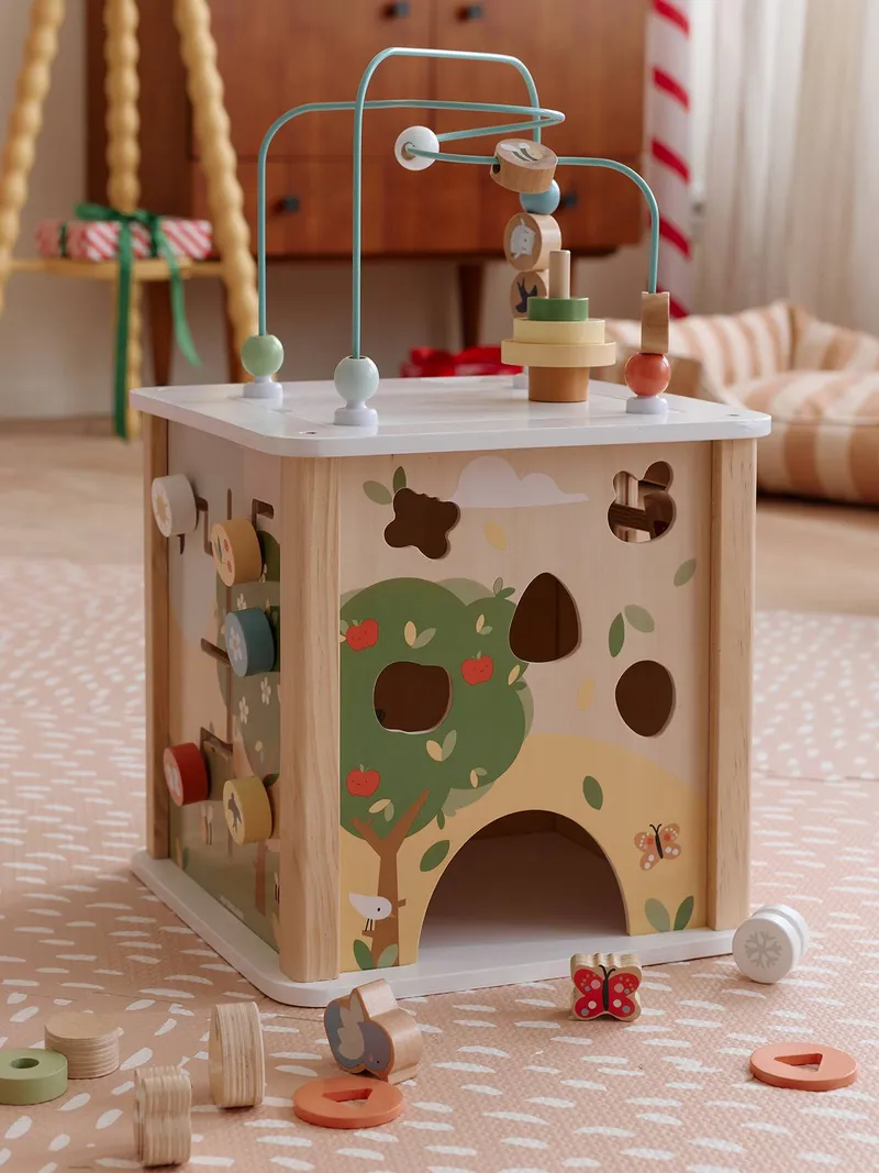 Vertbaudet Vertbaudet Baby Activity-Würfel Holz FSC®, Braun, – Produktbild 2 von 4