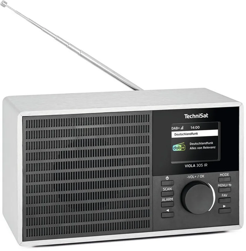Technisat Technisat VIOLA 305 IR Internet-Radio (Digitalradio (DAB), Internetradio, FM-Tuner mit RDS, 8 W, Bluetooth 5.3, Wecker, Sleep-Timer, Equalizer, dimmbares Farbdisplay), Silberfarben, – Produktbild 2 von 5