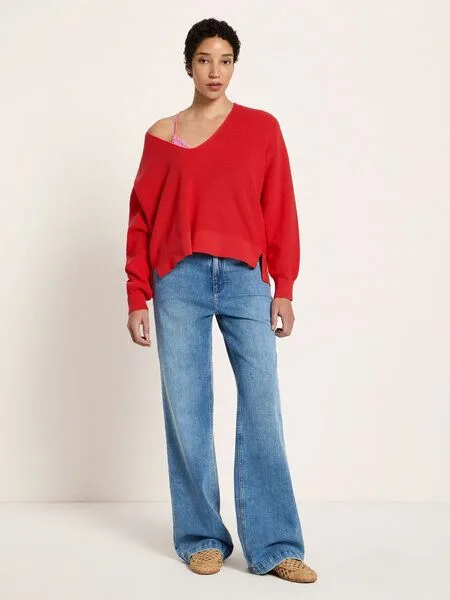 LANIUS LANIUS Pullover mit V-Ausschnitt, Lava red, – Produktbild 2 von 4