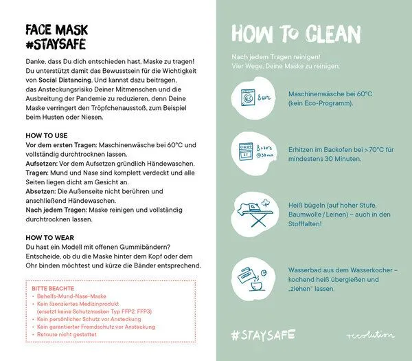 recolution recolution Mund- und Nasen-Maske aus Bio Baumwolle, Schwarz, – Produktbild 4 von 4