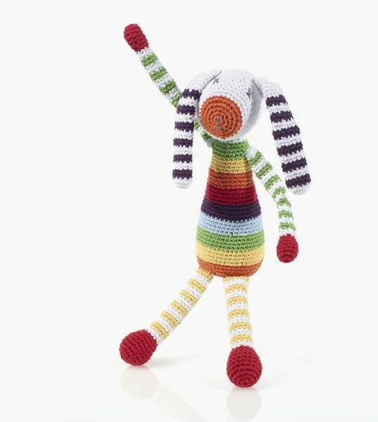Pebble Pebble Rainbow Bunny, Regenbogenfarben weiss gestreift, – Produktbild 2 von 4