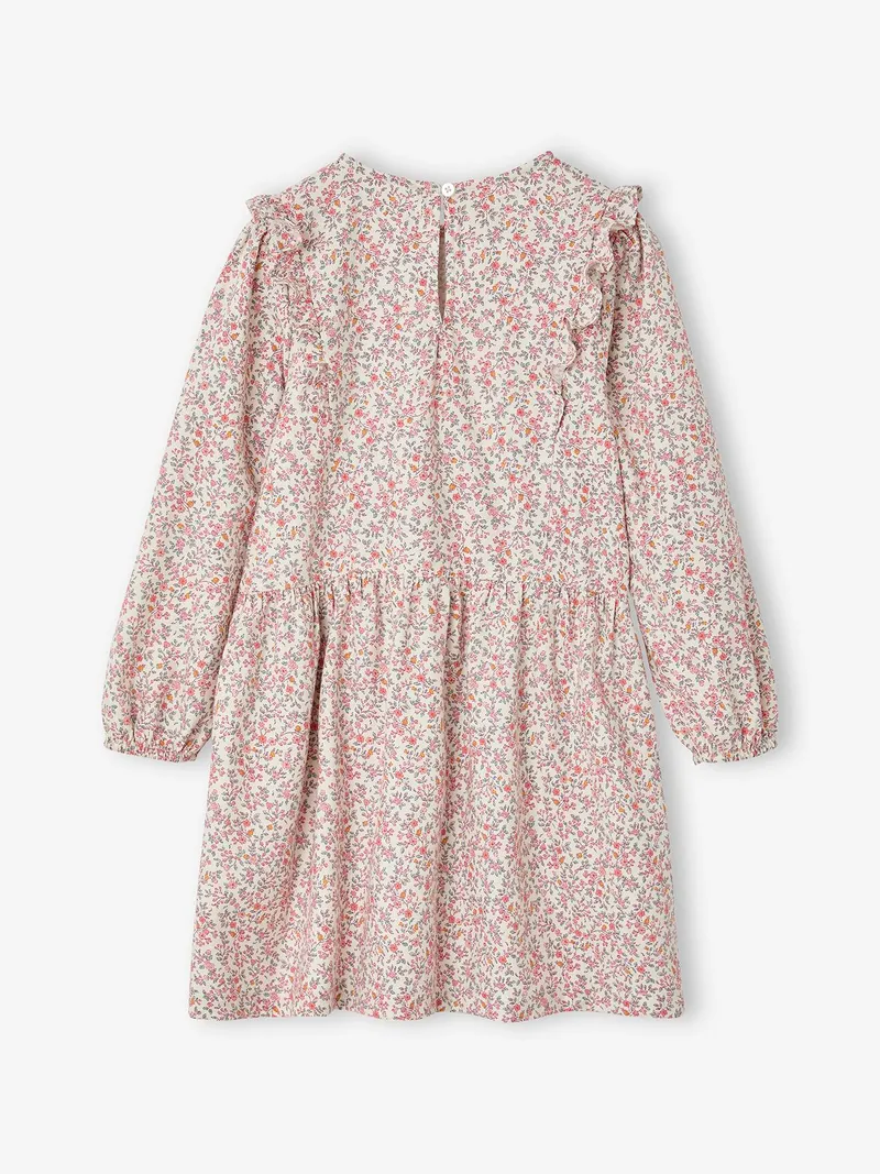 Vertbaudet Vertbaudet Kleid mit Volants Mädchen langärmlig, Vanille, – Produktbild 2 von 4