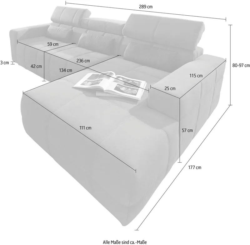 DOMO collection Hocker BRANDON, komfortabel, große Ausführung passend zu "Brandon", auch in Cord, Braun, – Produktbild 1 von 5