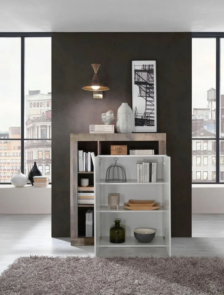 Home affaire Highboard Hamburg, Breite 108 cm, Weiß, – Produktbild 9 von 9