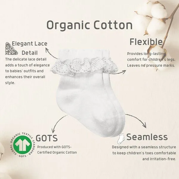 bistyle bistyle Baby Socken mit Spitze | Bio-Baumwolle | Nahtlose Zehen |4er Pack, Naturweiß, – Produktbild 2 von 3