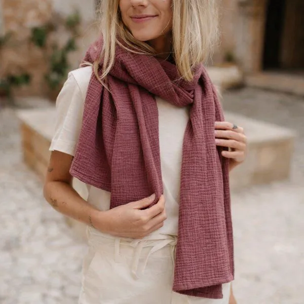 NORDLICHT NORDLICHT Damen Musselin Schal aus 100% Bio-Baumwolle, Altrosa (rosa), – Produktbild 1 von 4