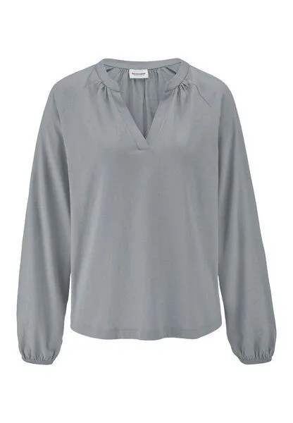 hessnatur hessnatur Jersey-Bluse Relaxed aus reiner Bio-Baumwolle, Nebelblau, – Produktbild 3 von 4