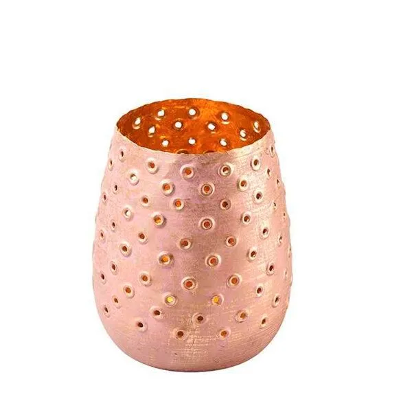 Mitienda Shop Mitienda Shop Windlicht mit Lochmuster rosa, gold, Weihnachtsdeko – Produktbild 1 von 2