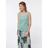 LANIUS LANIUS Tanktop mit V-Ausschnitt aus Bio-Leinen, Mineral green, – Produktbild 1 von 1