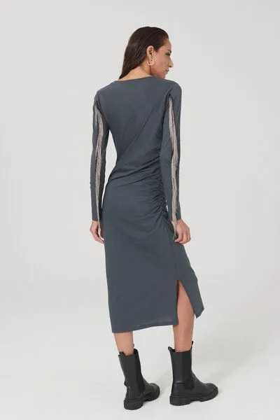 Lovjoi Lovjoi Kleid BEAUVOIRE aus Biobaumwolle, Charcoal grey (grau), – Produktbild 4 von 4