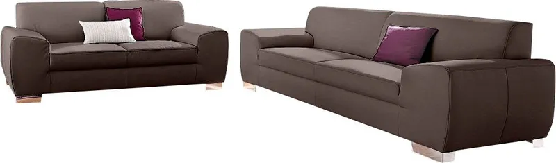 DOMO collection Polstergarnitur Ricardo kubisch, modern & elegant, bequem, Federkernunterfederung, (Set, 2-tlg), Set: 2-Sitzer und 2,5-Sitzer, Grau, – Produktbild 2 von 4