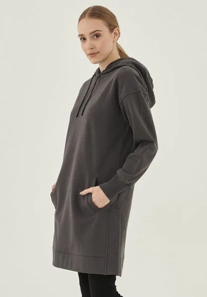 ORGANICATION ORGANICATION Langer Hoodie aus Bio-Baumwolle, Asphalt, – Produktbild 4 von 4
