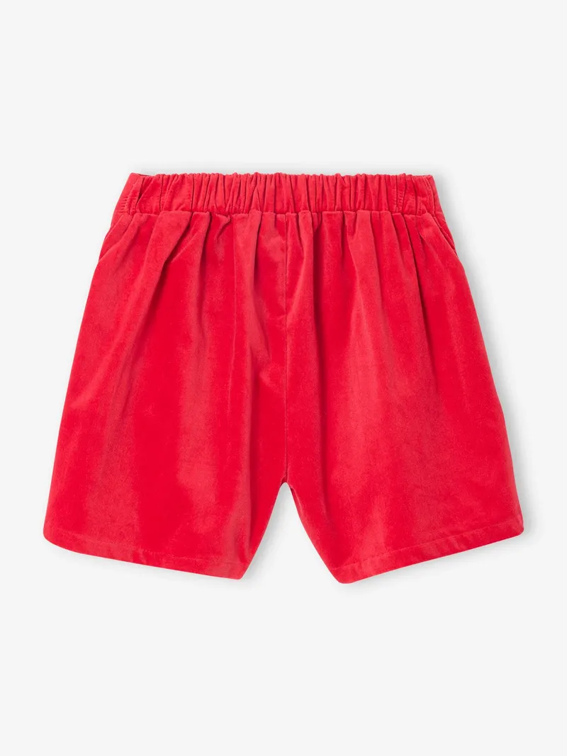 Vertbaudet Mädchen Samtshorts mit Schleife vorn, Rot, – Produktbild 2 von 3