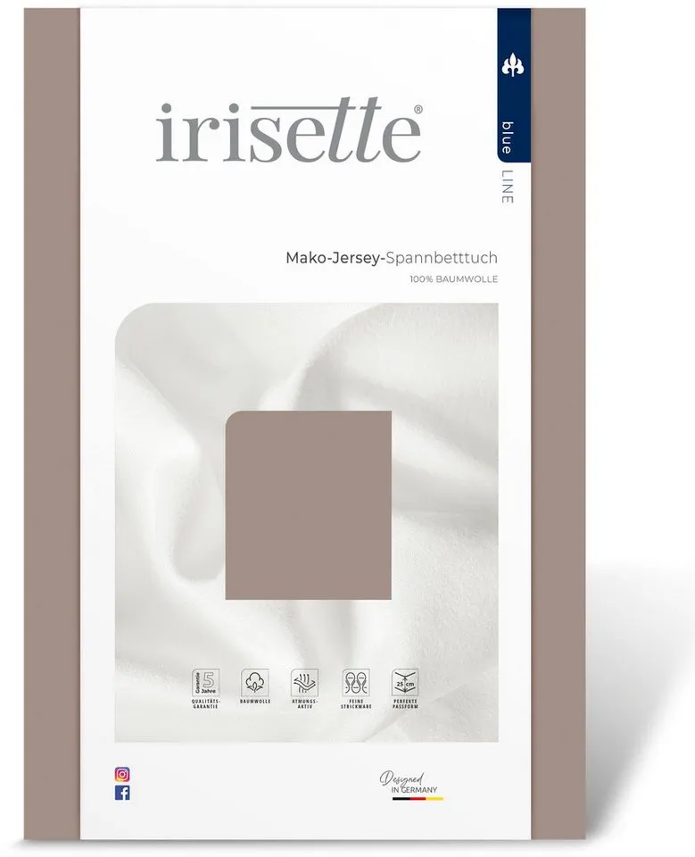 irisette irisette Spannbettlaken Jupiter 8, Mako-Jersey, Gummizug: rundum, (1 Stück), aus Baumwolle, für Matratzen bis 25 cm Höhe, Bettlaken, Spannbetttuch, Grau, – Produktbild 1 von 6