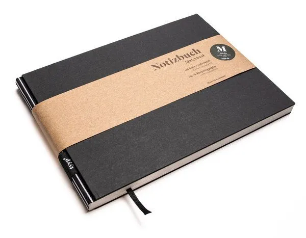tyyp Skizzenbuch A5 schwarz querformat - perforiert - 100% Recyclingpapier - BerlinBook by tyyp, Black, – Produktbild 1 von 5