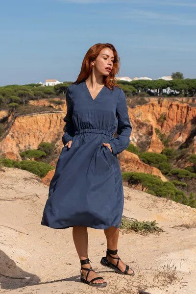 WiDDA berlin WiDDA berlin langärmeliges Kleid VARBO in Rauchblau aus TENCEL® – Produktbild 4 von 4