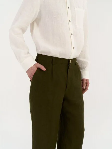AmourLinen AmourLinen Klassische Leinenhose für Herren CEDAR, Deep olive (grün), – Produktbild 3 von 3