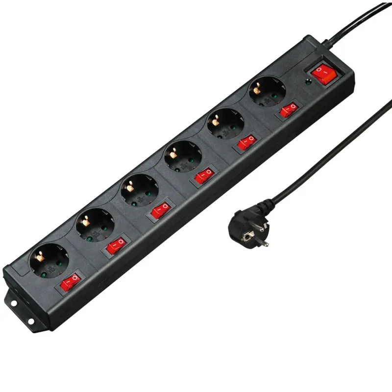 Hama Hama Steckdosenleiste "6+1", XL, 6-fach, einzeln schaltbar, Schwarz, – Produktbild 2 von 5