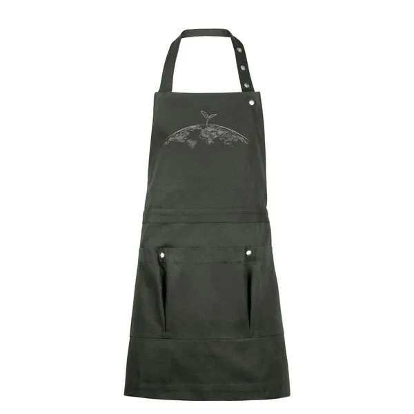 HANDGEDRUCKT HANDGEDRUCKT "Erde" Gartenschürze aus zertifizierter Bio Baumwolle, Dark grey, – Produktbild 1 von 3